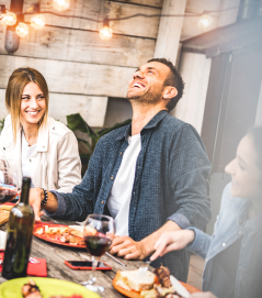 Having lunch with friends